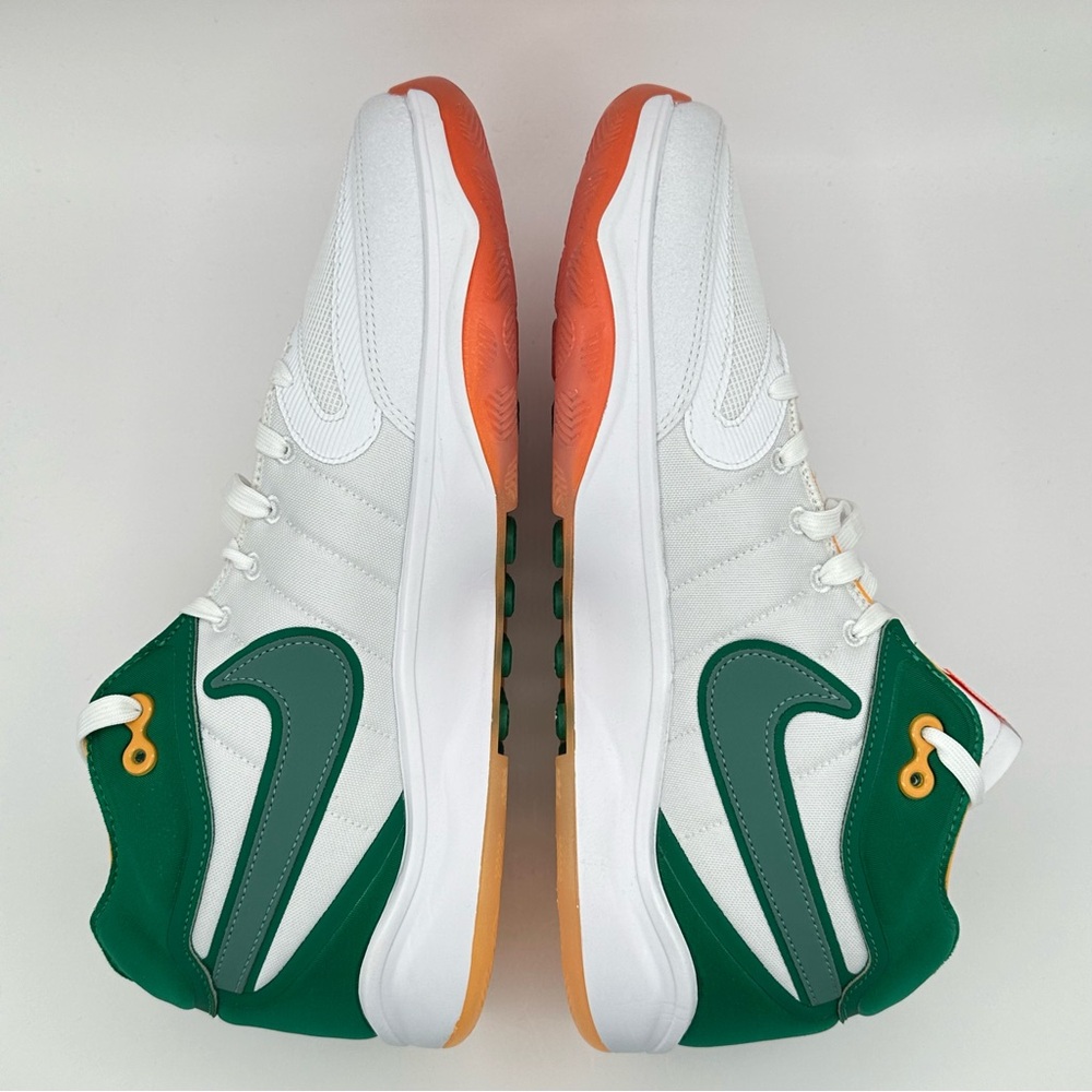 NIKE AIR ZOOM G.T. HUSTLE 2 CUT UNIVERSITY SWOOSH SQUAD WHITE GREEN ORANGE 11.5 - Picture 4 of 7